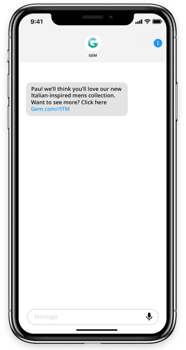 Personalised SMS Marketing message