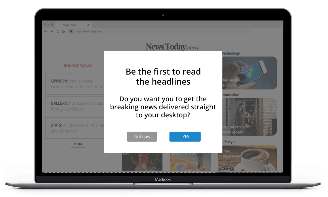 Publishing and media pre-permission opt-in message