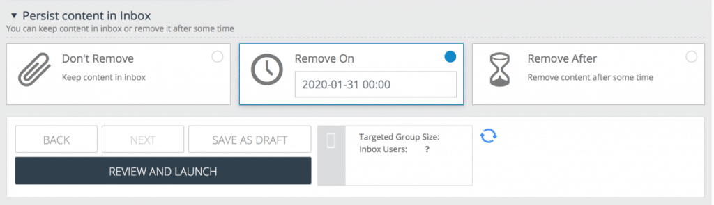 Image of the message scheduler in the Xtremepush dashboard