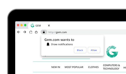 An example of a generic system opt-in for web push notifications