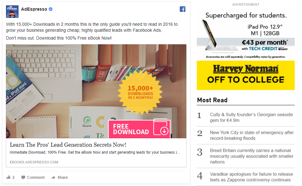 an example of retargeted ads