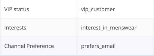 Example of how customer engagement attributes are used to create audience segments